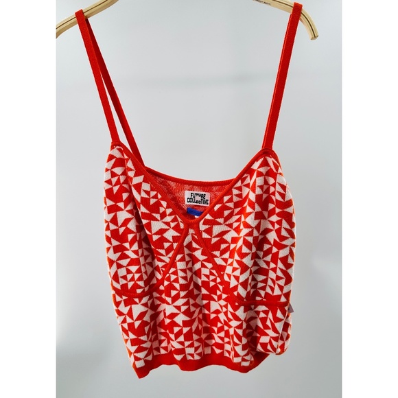 NWT Future Collection Kahlana Barfield Brown For Target Orange/ Cream Crop Top - Picture 4 of 12